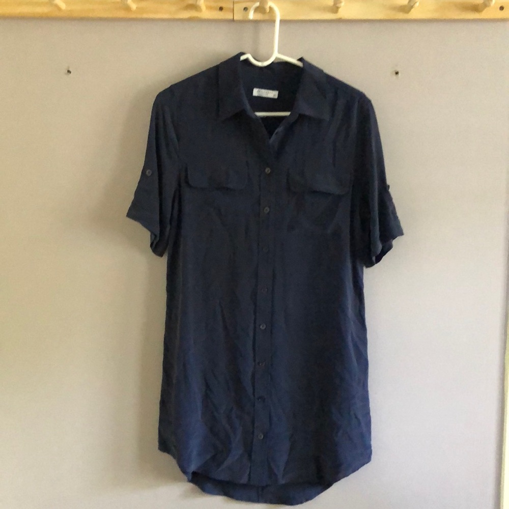 Equipment Blue Silk Shirt Dress